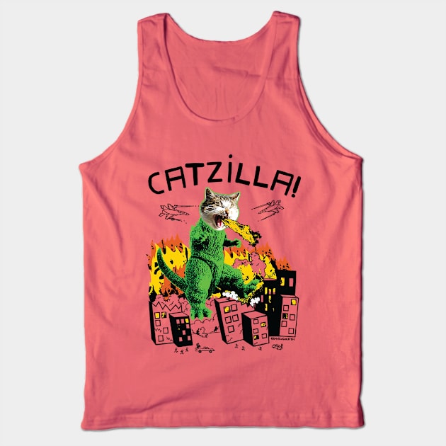 Catzilla Tank Top by toddgoldmanart